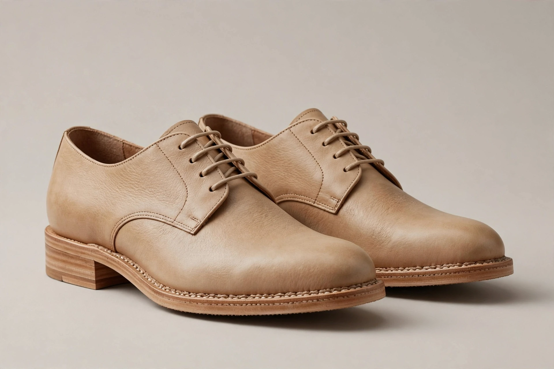 Hand-Stitched Minimalist Leather Derby Shoes