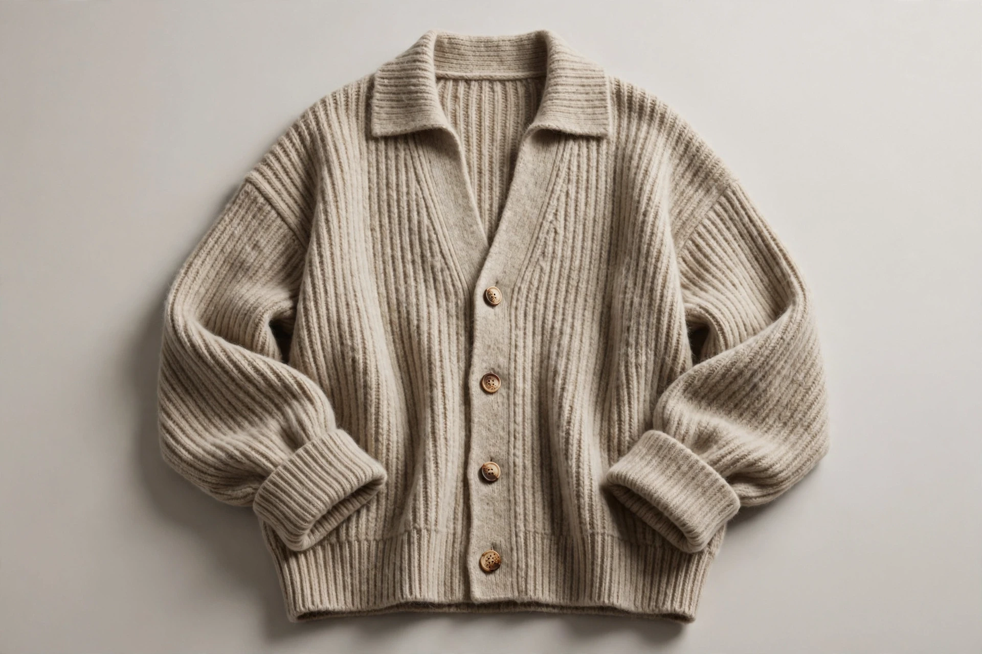Oversized Cashmere Ribbed Knit Cardigan